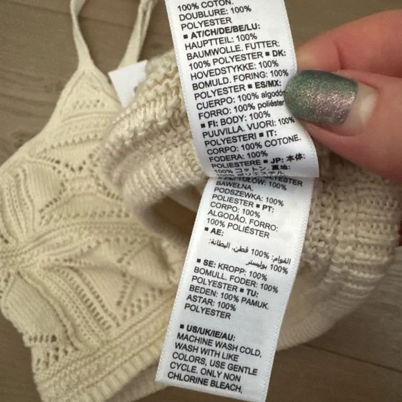NWT THE DROP 100% cotton Diza Crochet Bralette, birch (M) - Picture 7 of 9